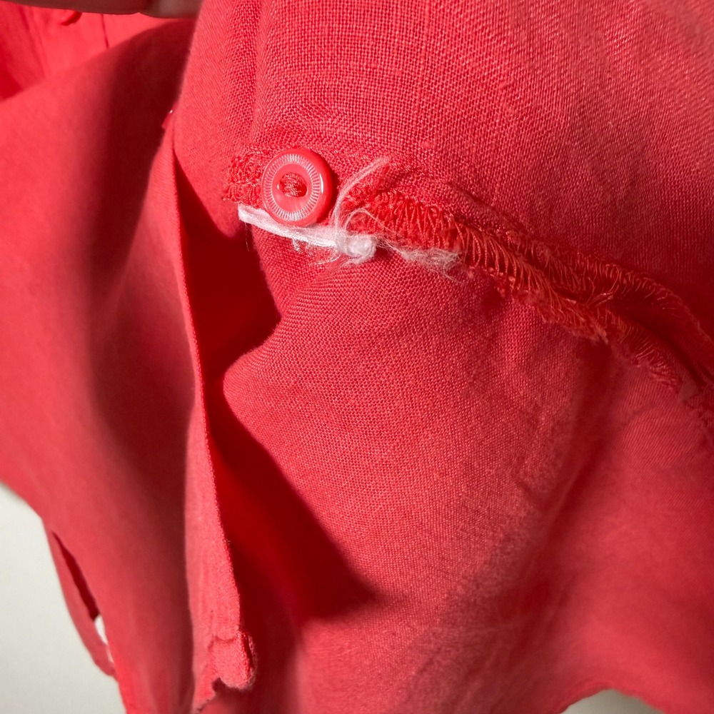 Eileen Fisher Womens Medium Coral Red Linen Button Down Long Sleeve Shirt Tunic - Picture 4 of 16